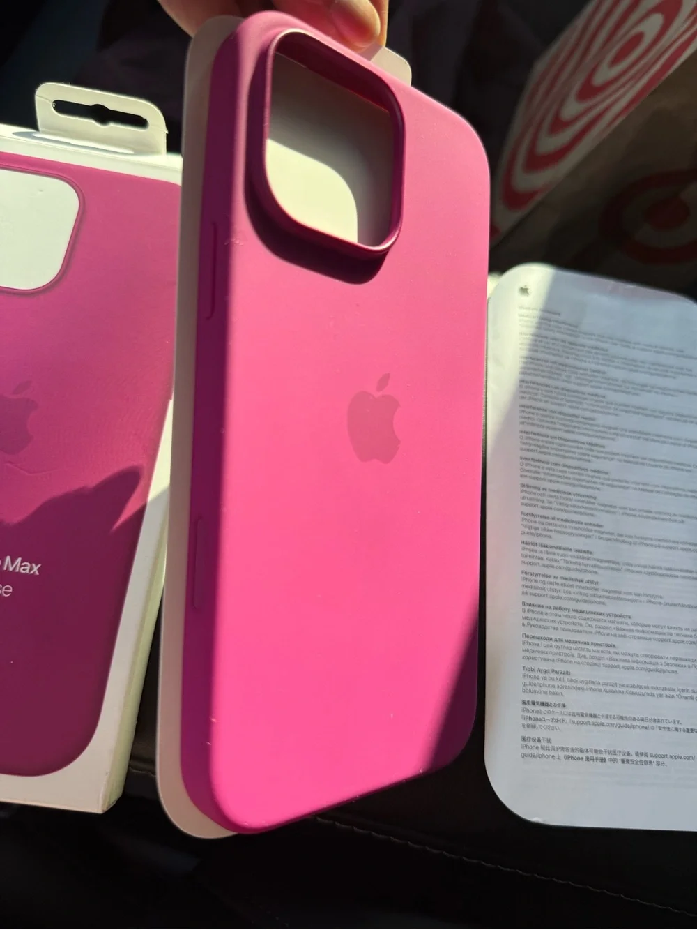 Apple iPhone 16 Pro Max Silicone Case - pink and stone grey